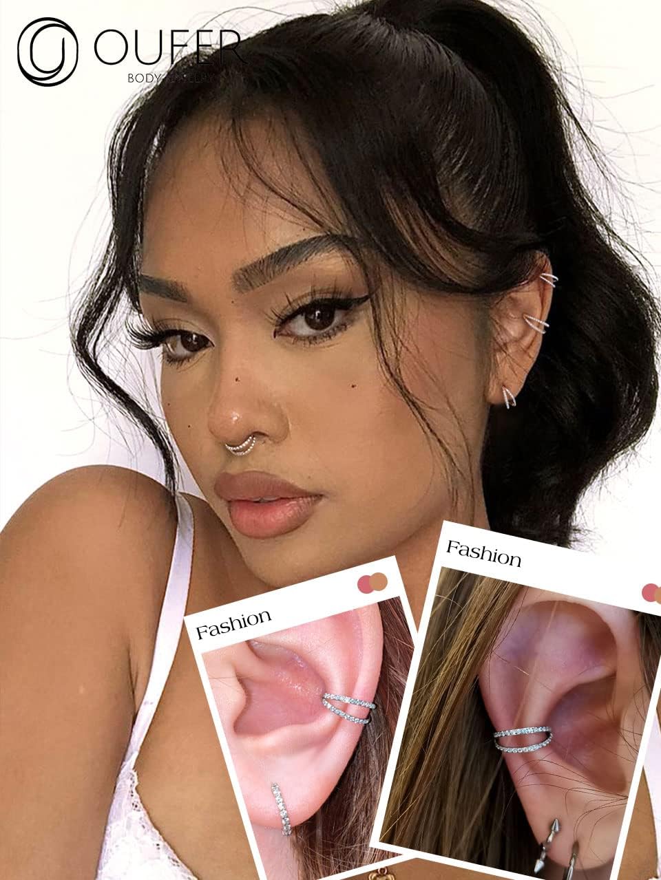 Thumbnail 6 de OUFER Boucles hélix 16G double rang zircone
