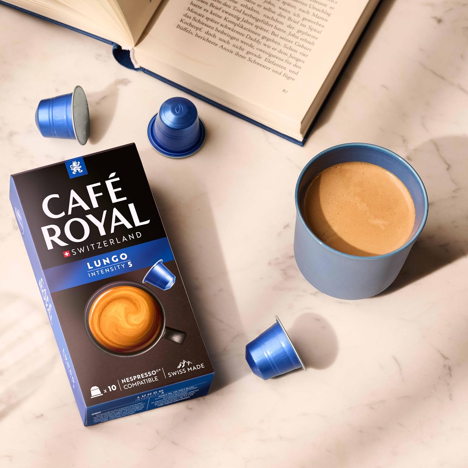Detalle 2 de Café Royal Lungo Promo Packung – Nespresso-kompatible Kaffeekapseln, 100 Kapseln, 100% Arabica