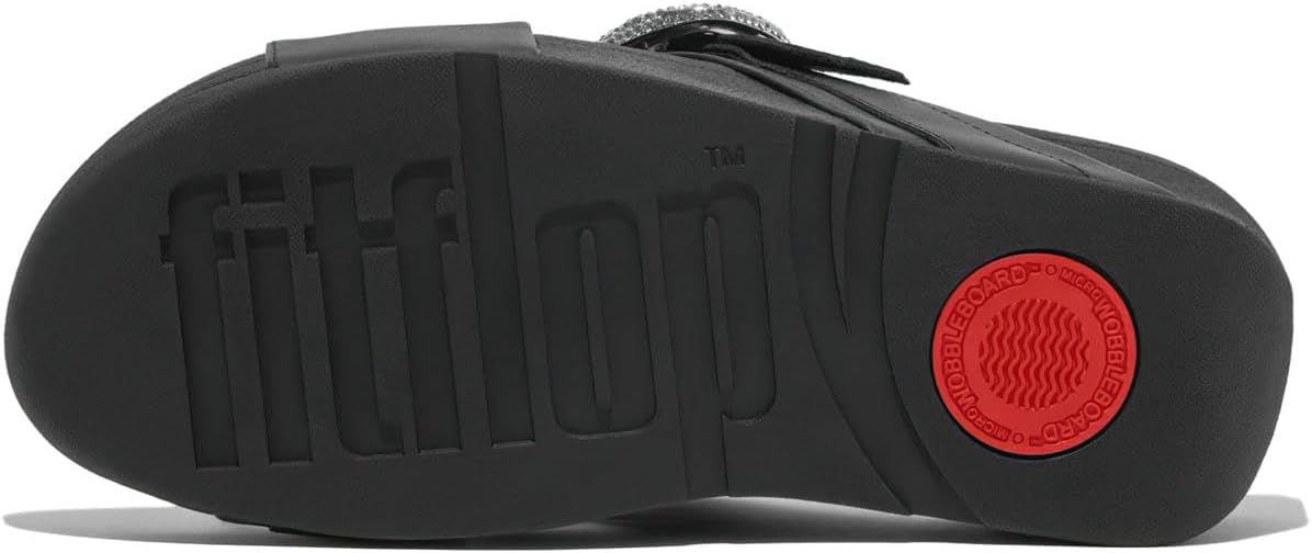 Detalle de Fitflop Lulu Claquettes Croisées en Cuir Métallique avec Boucle en Cristal — Sandales Femme