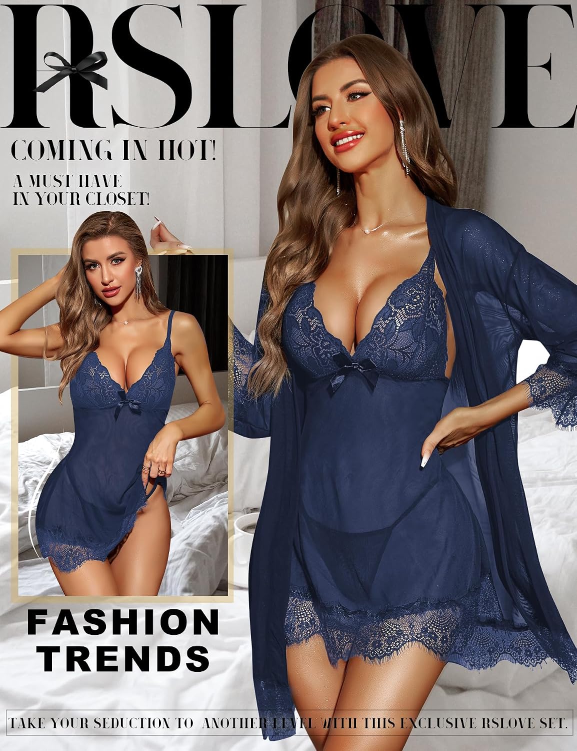 Detalle 2 de RSLOVE Babydoll mit Morgenmantel