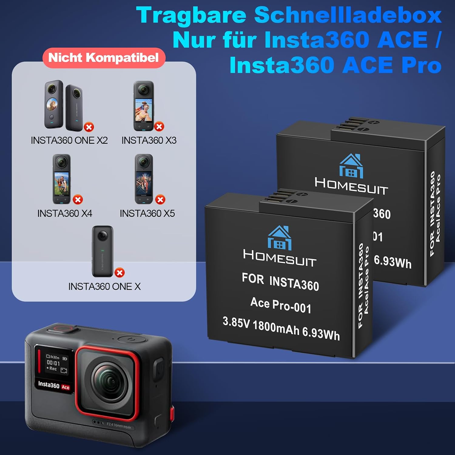 Detalle 2 de Homesuit Insta 360 Ace Pro Akku 1800mAh