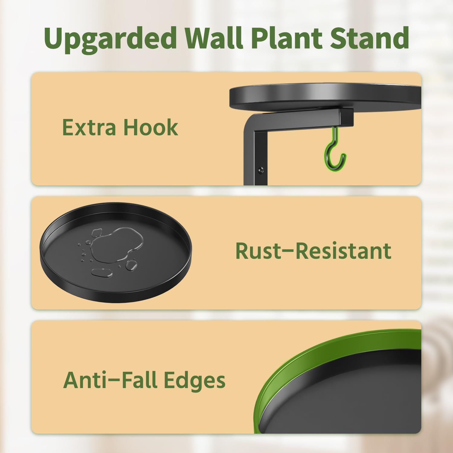 Detalle de LASZOLA Plant Stand Wall-Mounted Metal Plant Holders, Set of 2, Black