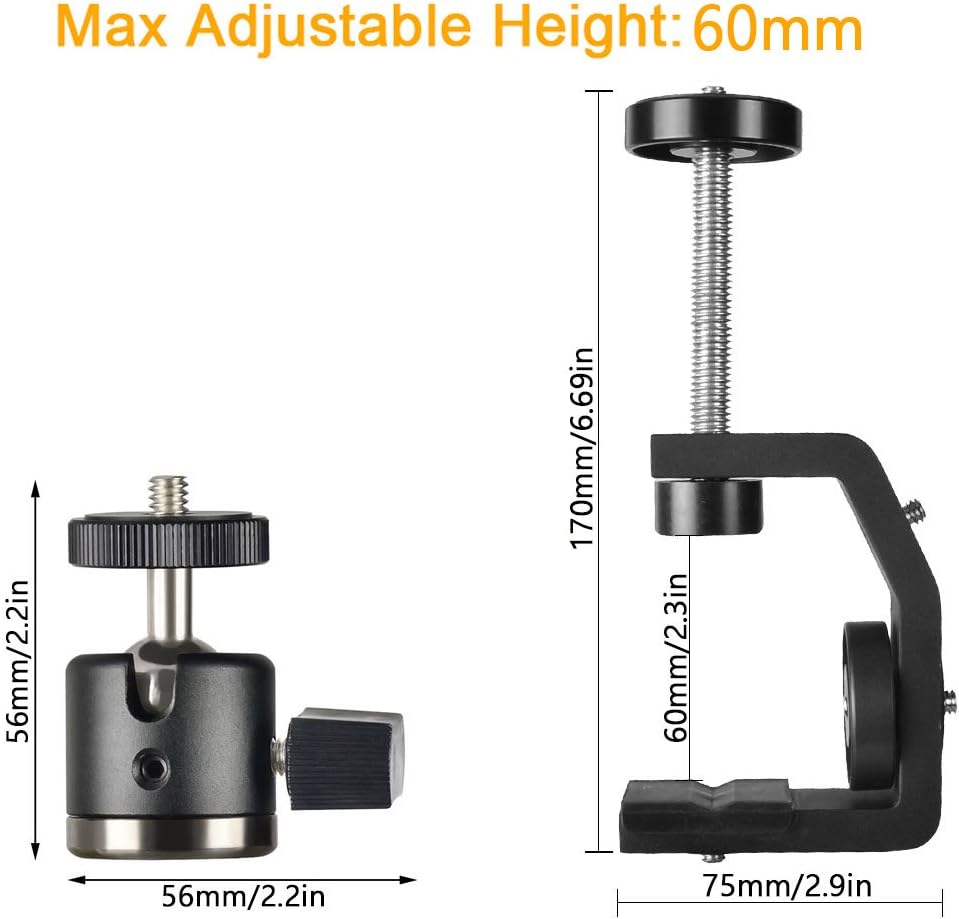 Thumbnail 6 de UTEBIT C Clamp Camera Mount with 360° Swivel Mini Ball Head