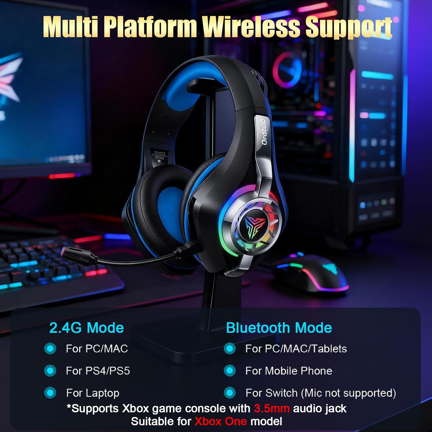 Thumbnail 4 de 2.4GHz Wireless Gaming Headsets (PS5/PS4/PC/Switch/Xbox) with 7.1 Surround, ENC Mic & 40mm Drivers