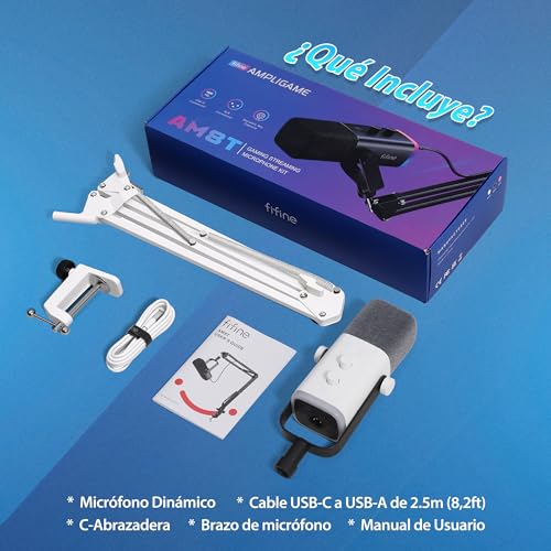 Thumbnail 7 de FIFINE XLR Streaming: Micrófono dinámico para podcast y streaming, USB/XLR, RGB, Blanco
