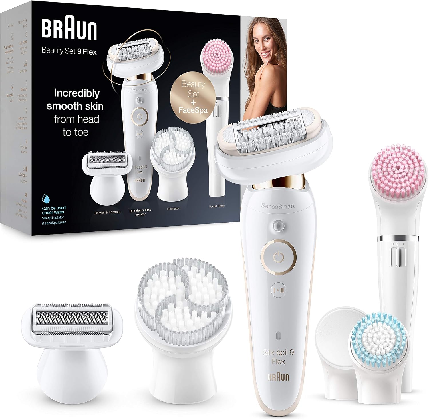 Thumbnail 6 de Braun Silk-épil 9 Flex SkinSpa Depiladora 3D Blanca/Dorada