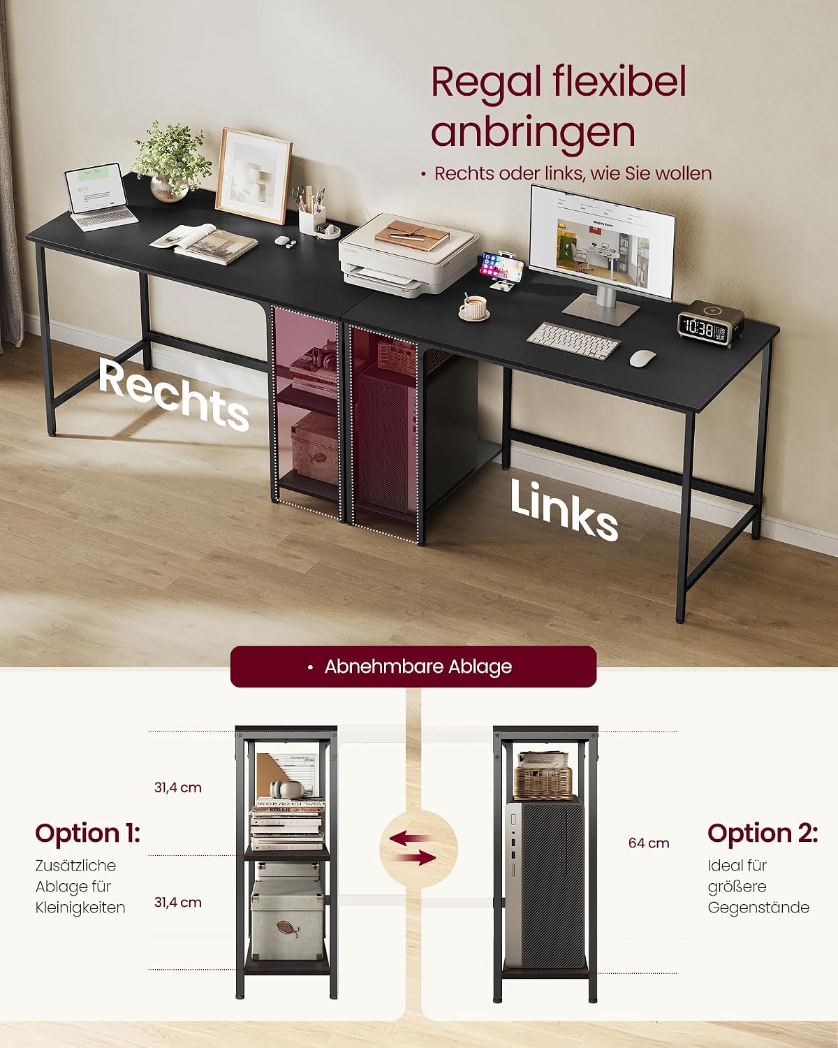 Detalle 1 de VASAGLE Schreibtisch PC-Tisch 120 x 60