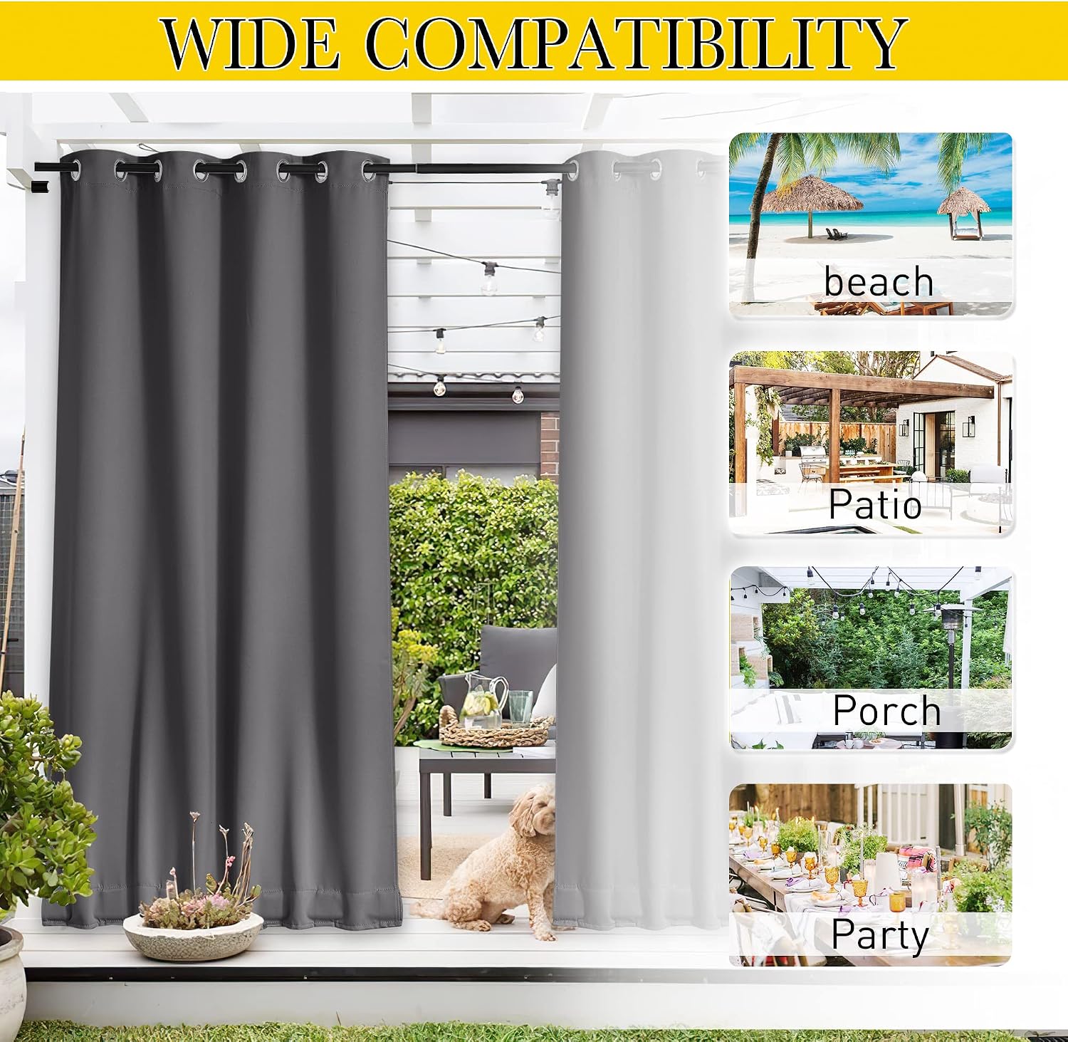 Thumbnail 5 de NICETOWN Outdoor Curtains, 52 x 108 Inches