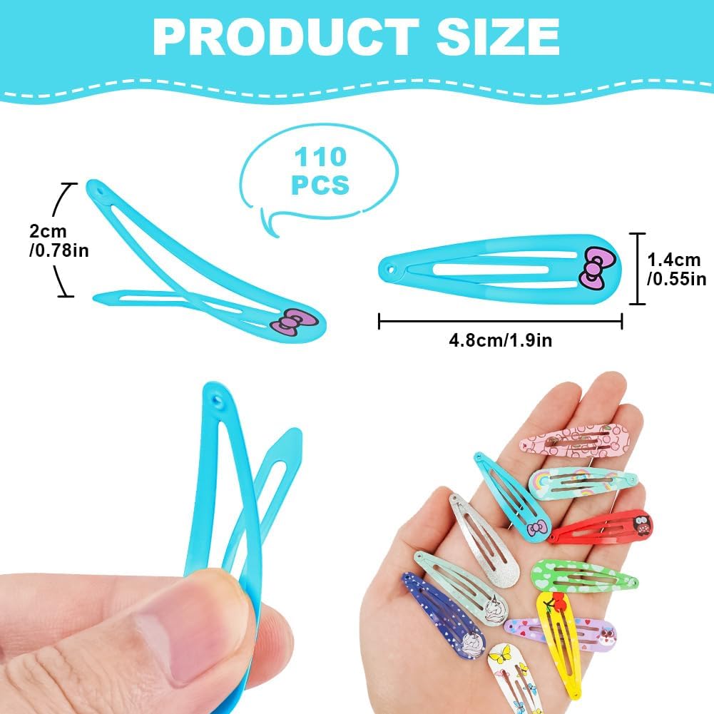Detalle 2 de LOPHE set da 110 mollette per capelli bambina (fermagli da 5 cm) con scatto in metallo colorato