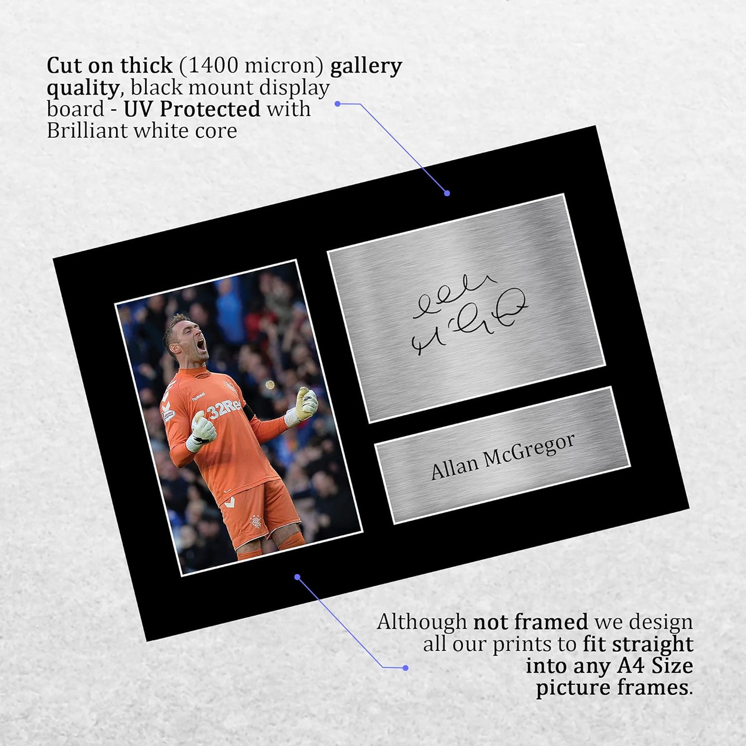 Thumbnail 2 de HWC Trading A4 Allan McGregor Rangers signed autograph picture (printed display) for football fans
