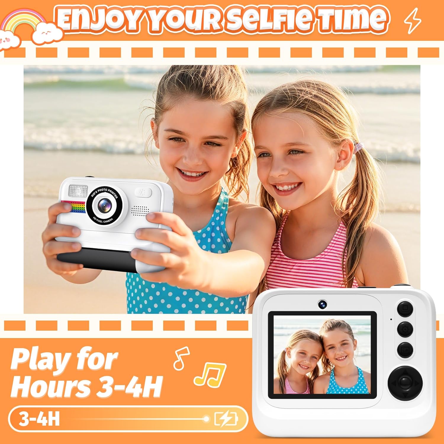 Thumbnail 1 de Gontence Macchina Fotografica Bambini 2.4'' HD con 32 GB e stampa inclusa – Bianco