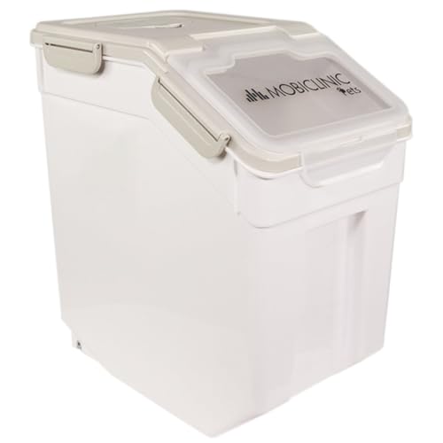 Detalle de Mobiclinic FeedPet: Contenedor de Pienso 20 L con Ruedas, Ventana y Cierre Hermético