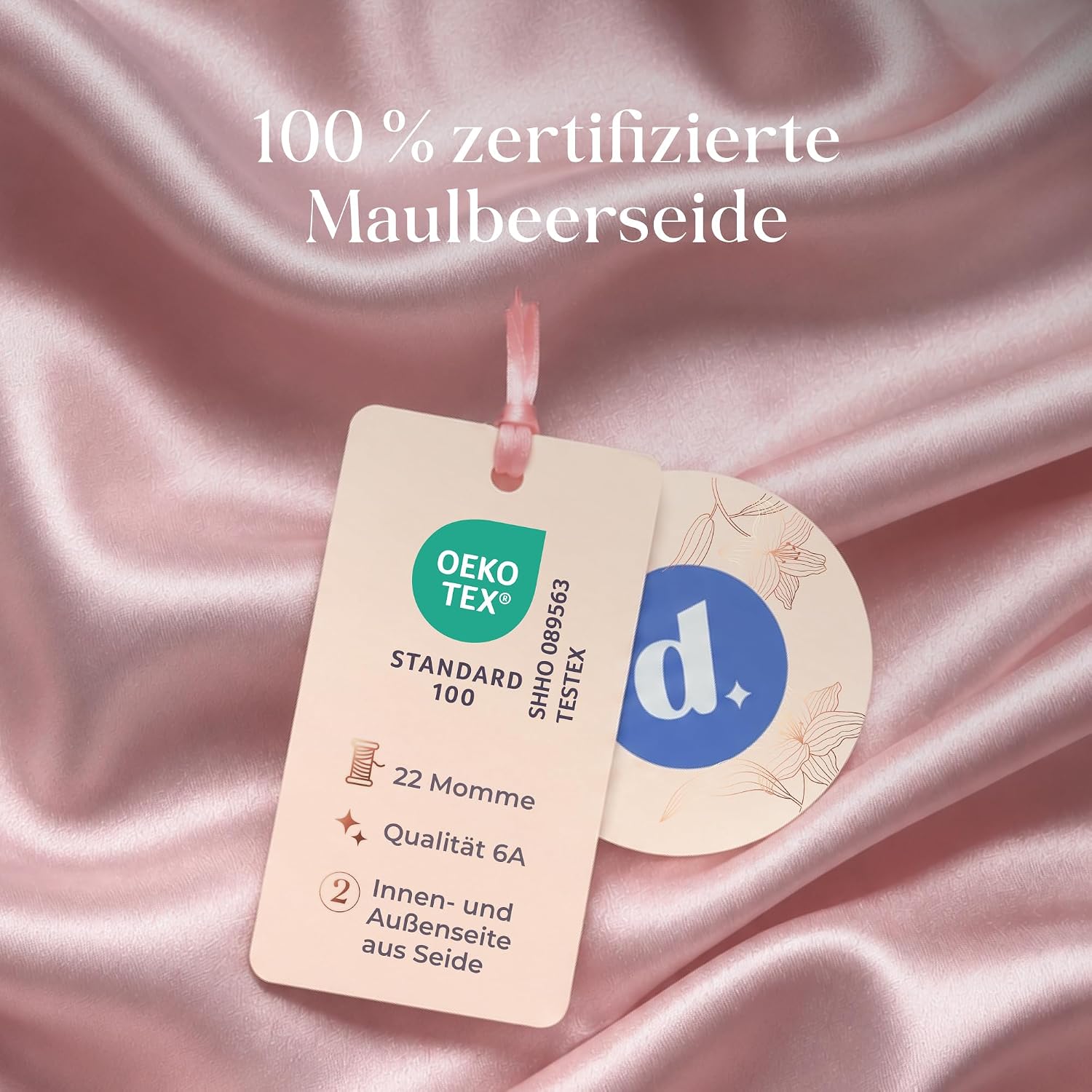 Detalle 2 de Dreamzie Seidenhaube zum Schlafen – 100% Maulbeerseide, 22 Momme, doppellagig