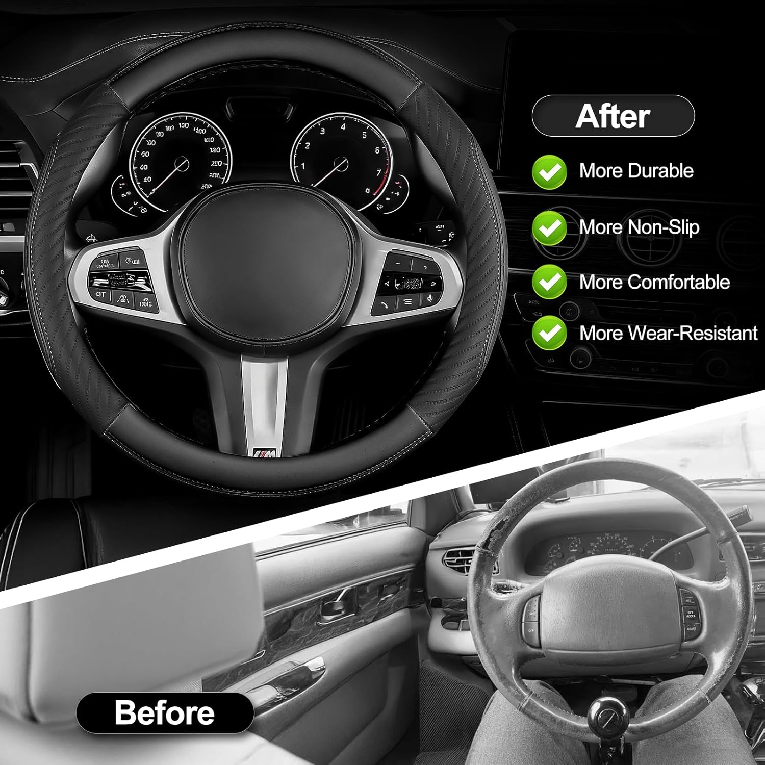 Thumbnail 2 de Car Steering Wheel Cover Leather 37cm – Universal