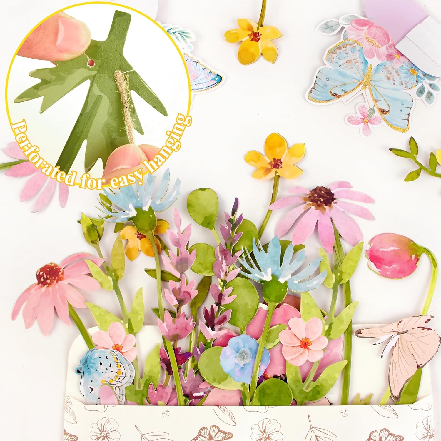 Thumbnail 3 de SUNBEAUTY Wildflowers & Butterflies Paper Flower Garland for Spring Parties