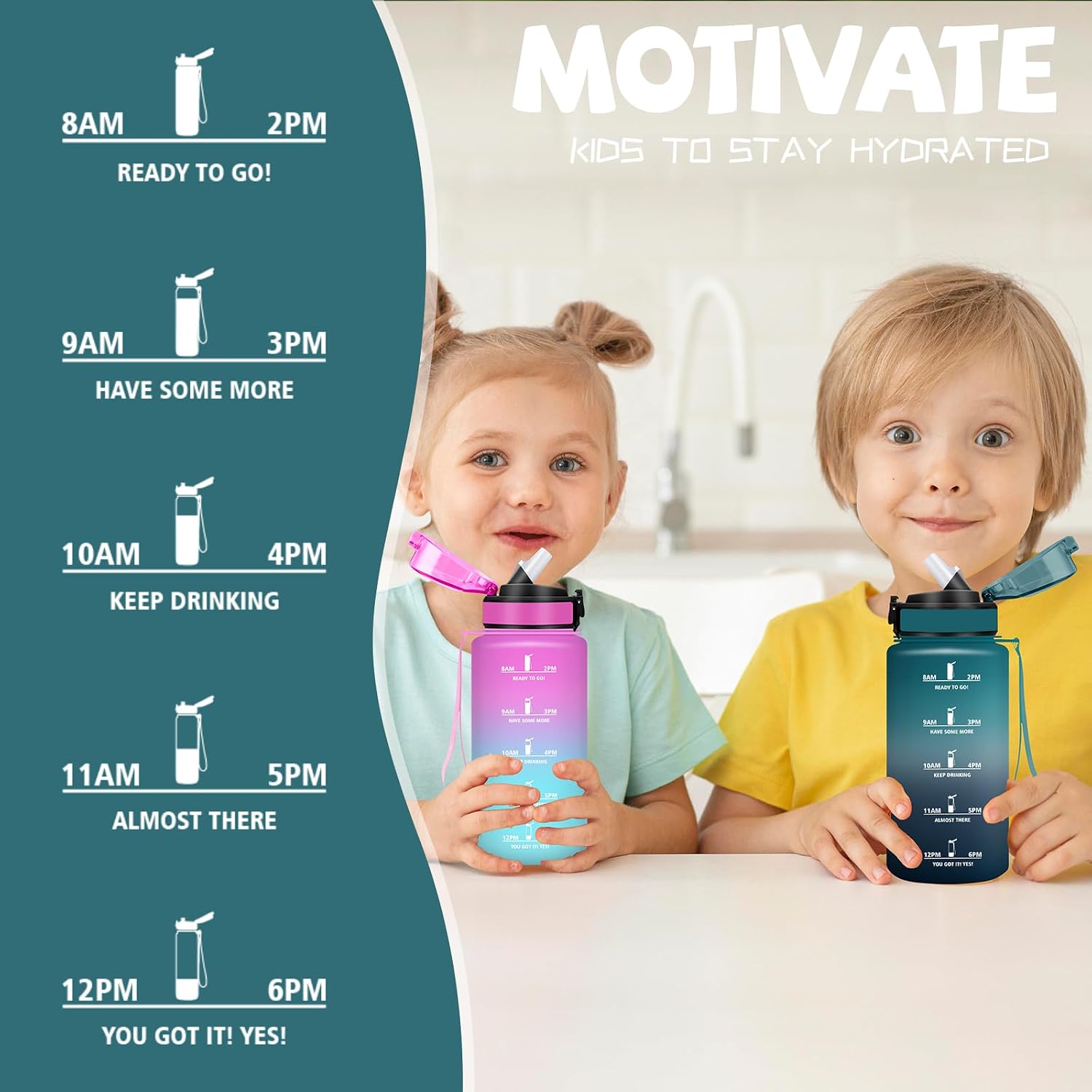 Thumbnail 5 de Trinkflasche 500 ml mit Strohhalm für Kinder – auslaufsicher, mit Reinigungsbürsten