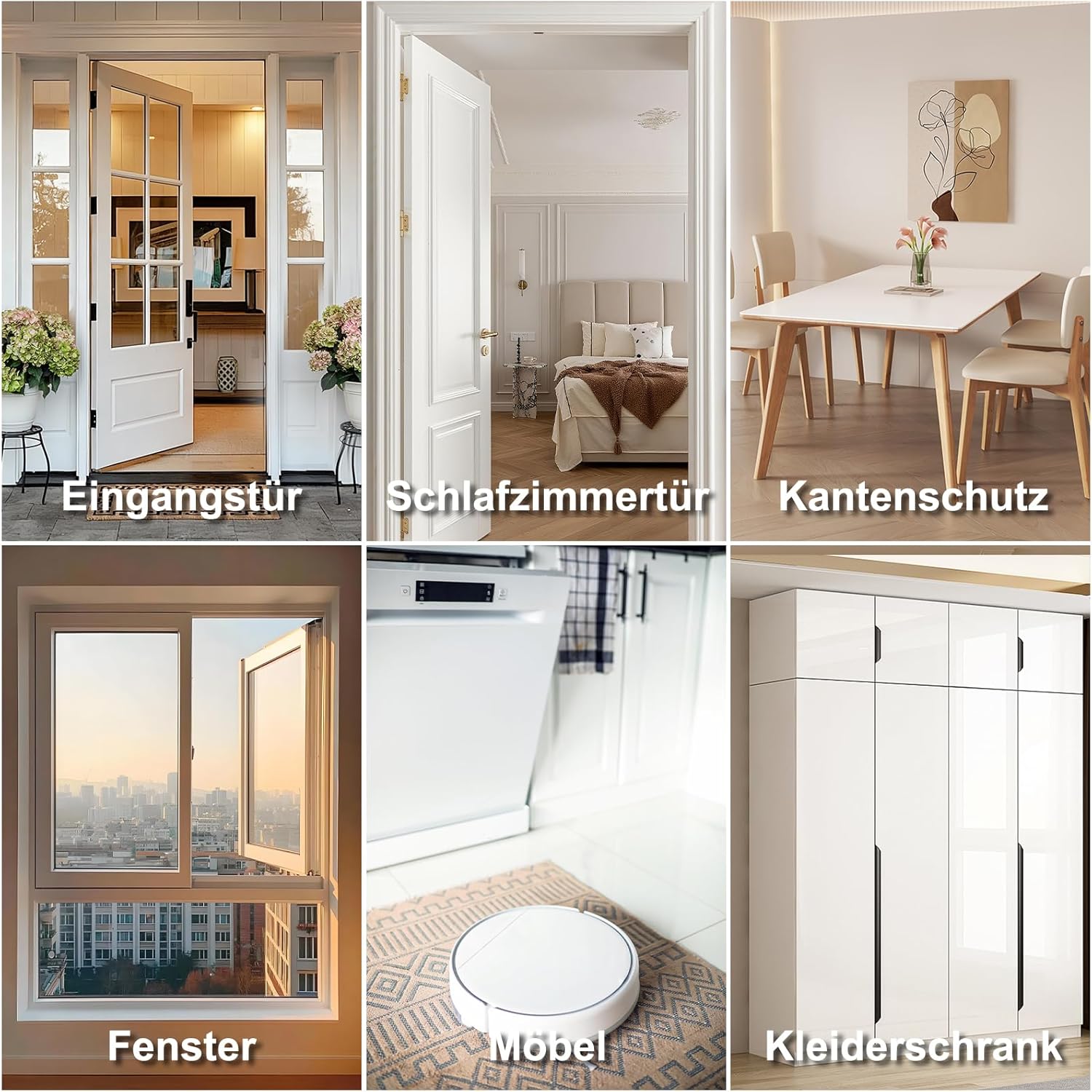 Detalle de Ormein selbstklebendes Türdichtungsband aus Gummi (weiß), für Fenster & Türen – Zugluft-, Lärm- und Wetterabdichtung, 10 m