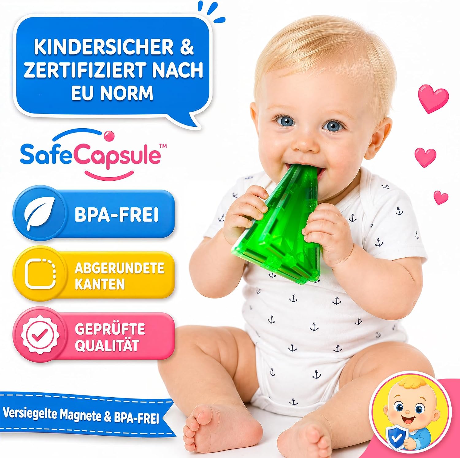 Detalle de WOOBLO Magnetische Bausteine (67 Teile) – Magnetspiel STEM/Montessori für Kinder ab 3 Jahren