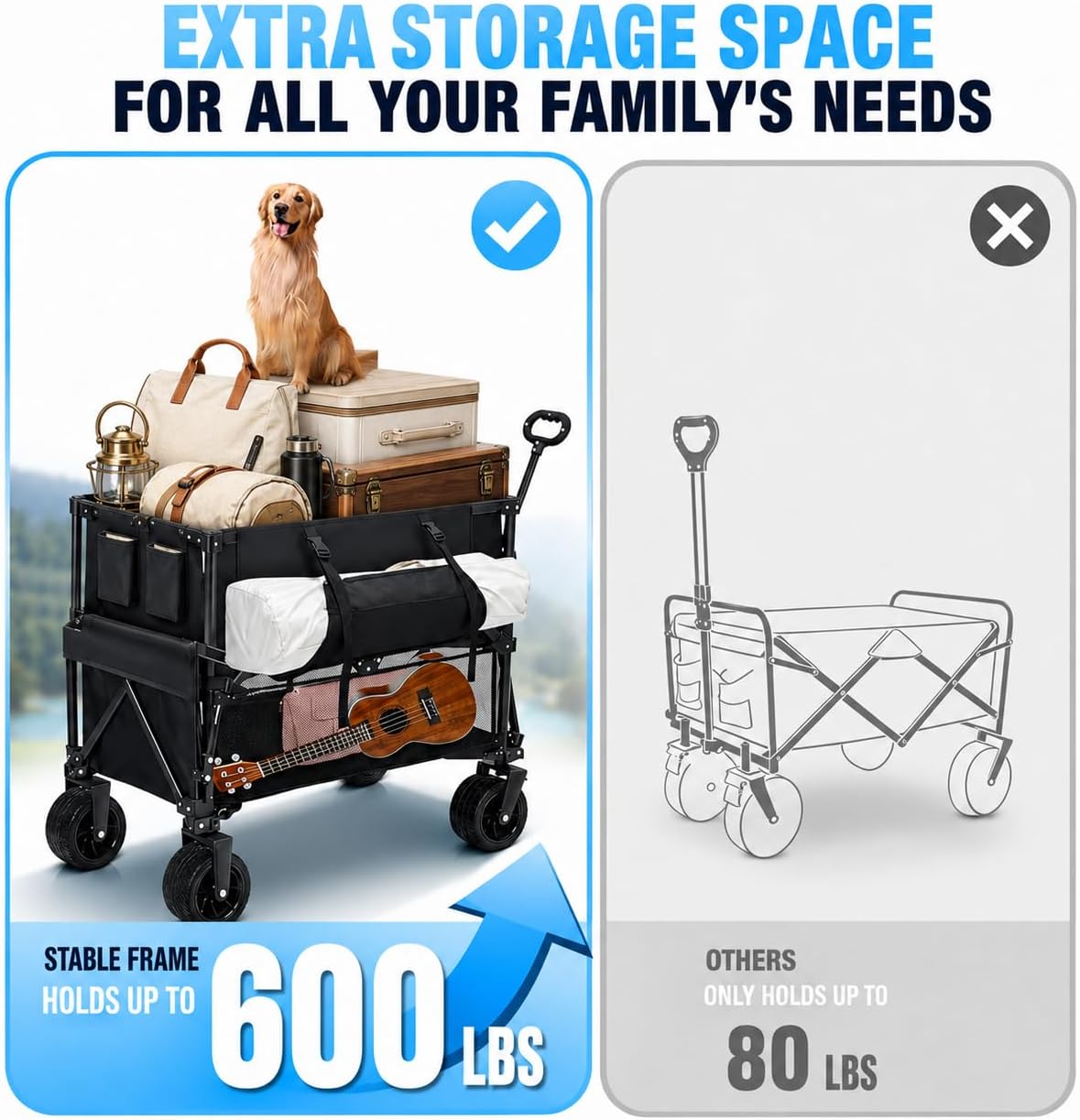 Detalle de Double-Decker Folding Wagon Cart, 400L