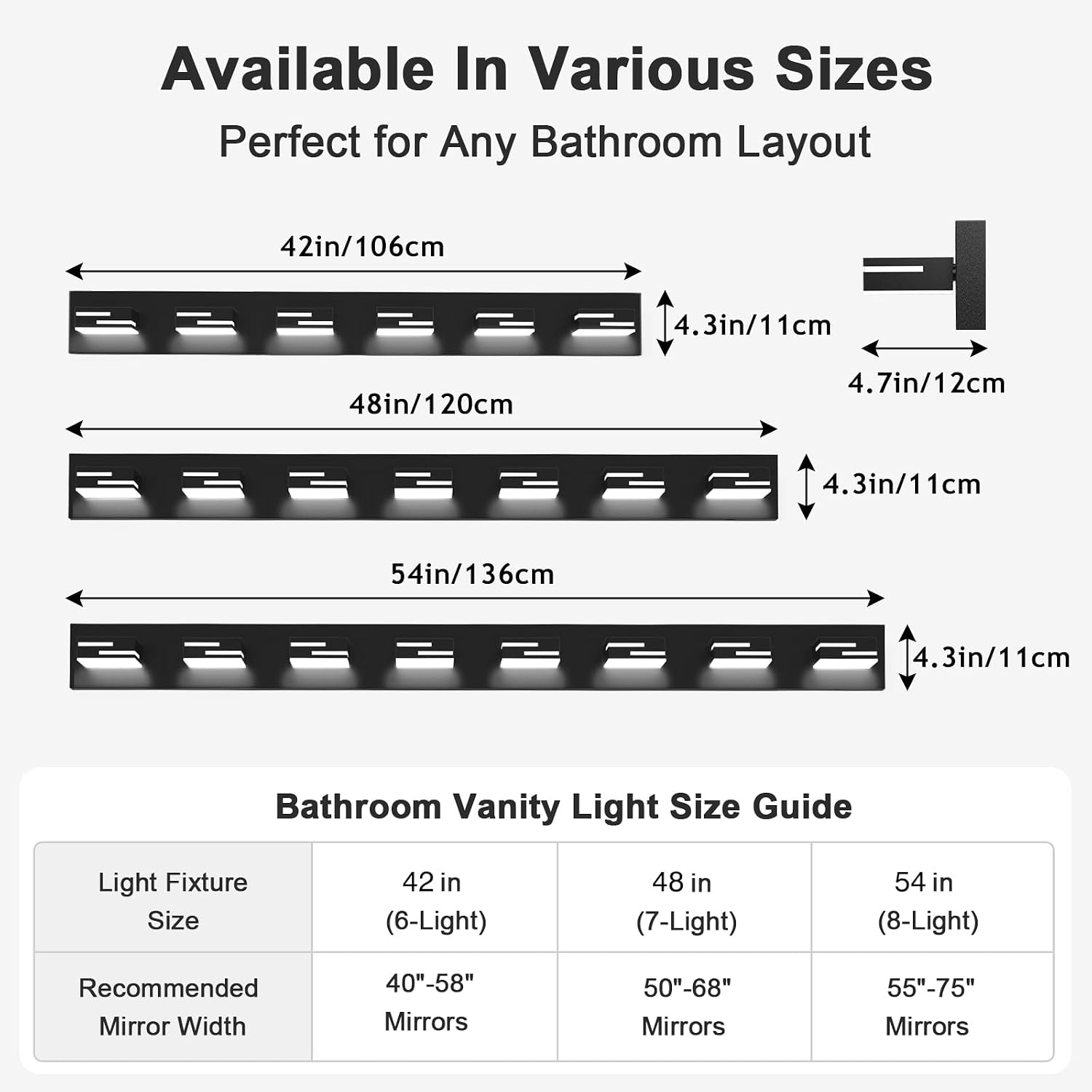 Thumbnail 2 de LKHF 9553 6-Light Bathroom Vanity Light, Dimmable Matte Black, 6000K