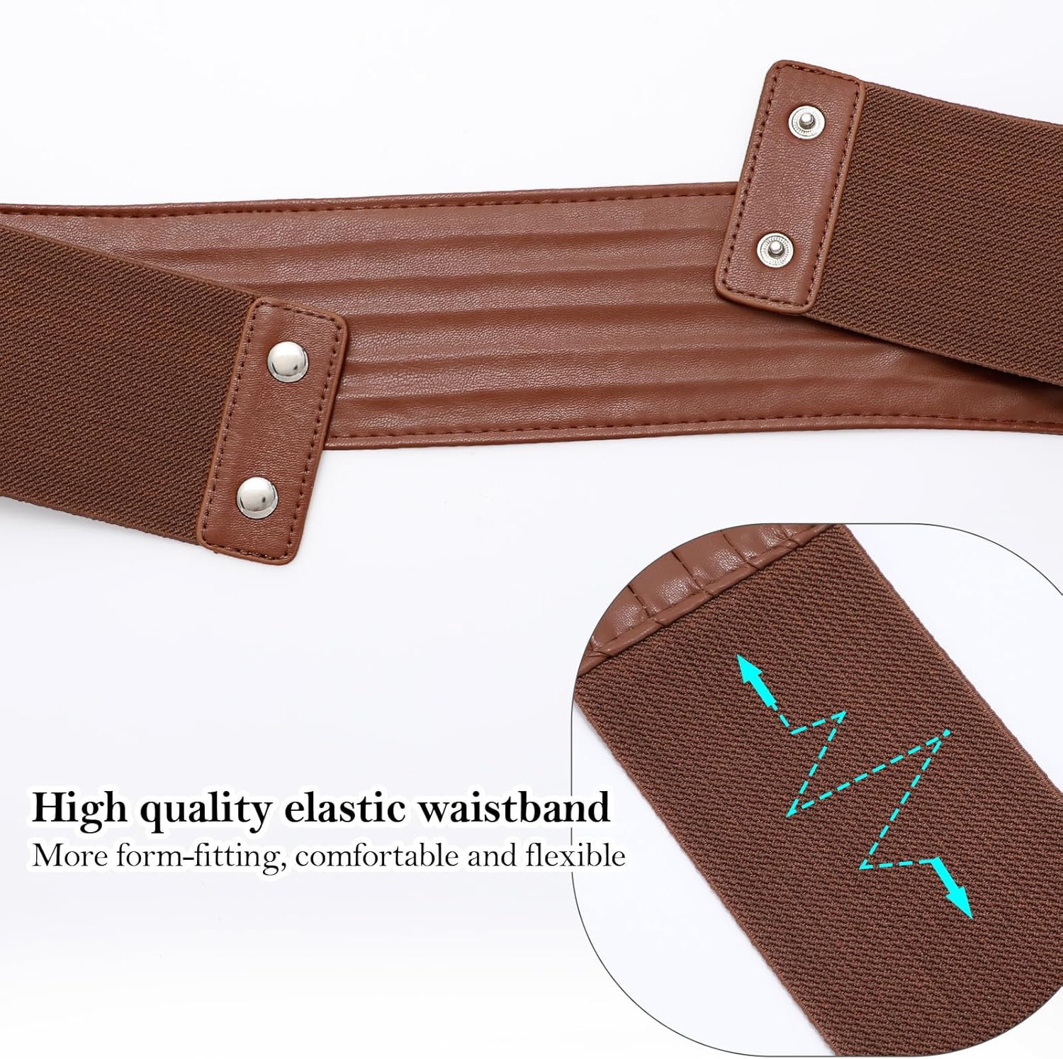 Thumbnail 3 de JASGOOD Gold Wide Waist Belt for Women – Stretchy Braided Elastic Obi Belt