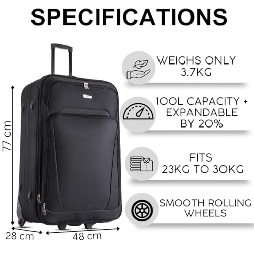 Detalle 2 de FLYMAX 29" Large Suitcase Lightweight Expansion with 90L Capacity