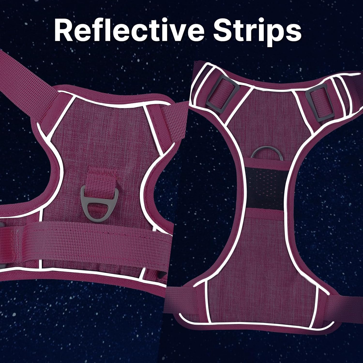 Detalle de Belababy Medium Dog Harness (Anti-Pull) with Soft Padded Handle and Reflective Strips, Rose M