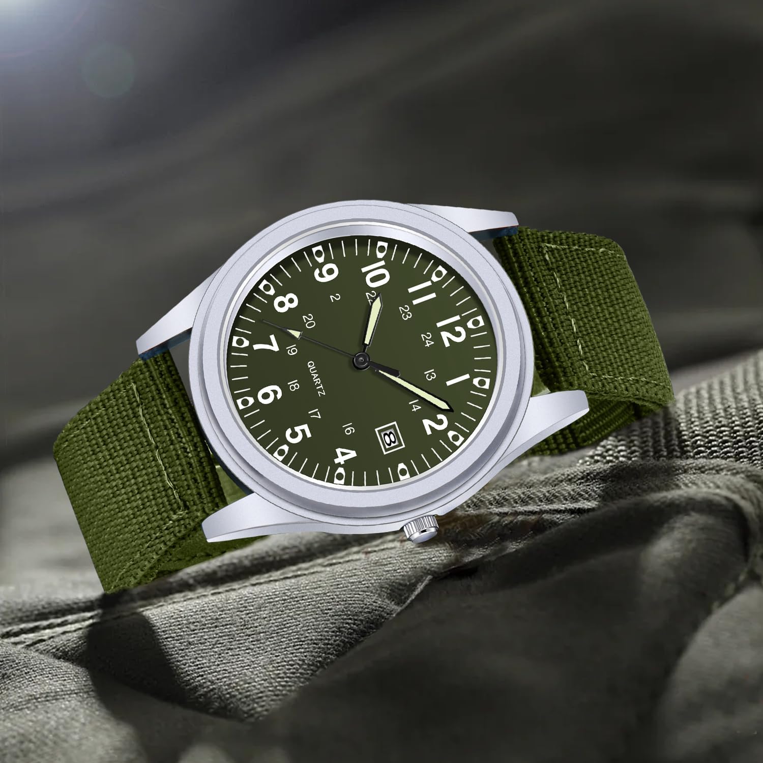 Thumbnail 3 de Tiong klassische Militär-Outdoor-Sportuhr für Herren mit Nylonarmband, Quarzwerk und Datumsanzeige (3ATM)