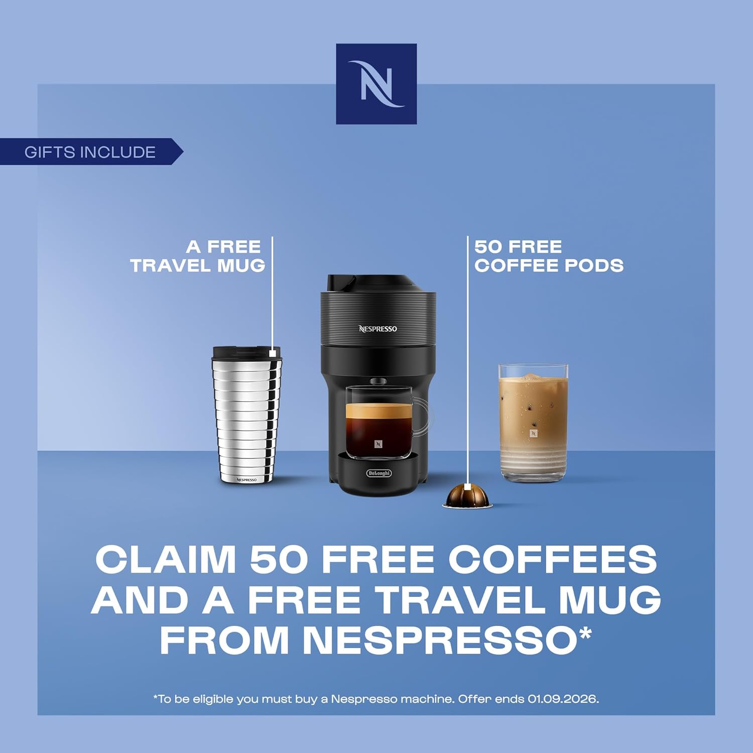 Thumbnail 1 de Nespresso Vertuo Pop Coffee Machine by De'Longhi: Compact, Versatile, with 6 Cup Sizes