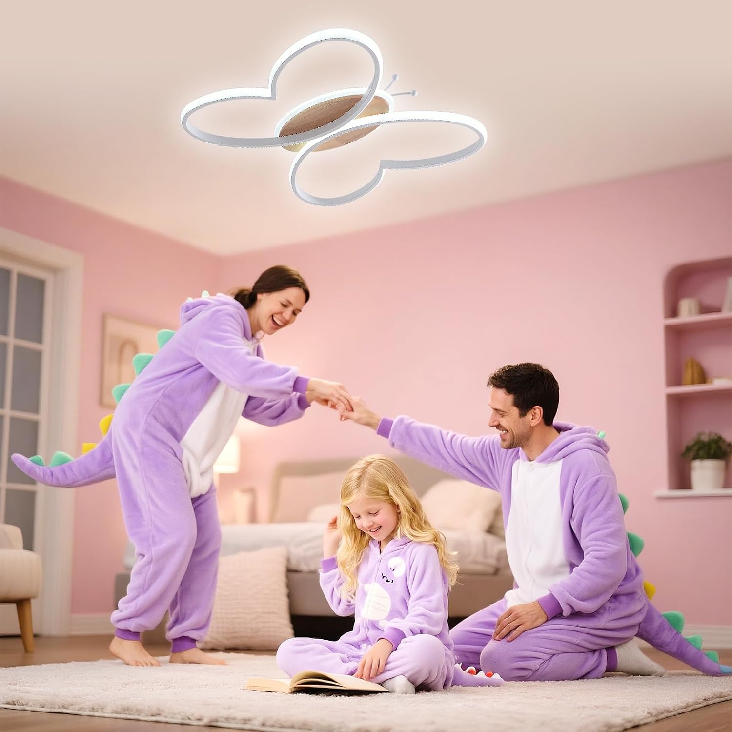 Thumbnail 6 de Dythwron Lampada da soffitto a forma di farfalla per cameretta – LED 58W, 5800lm, 58 cm