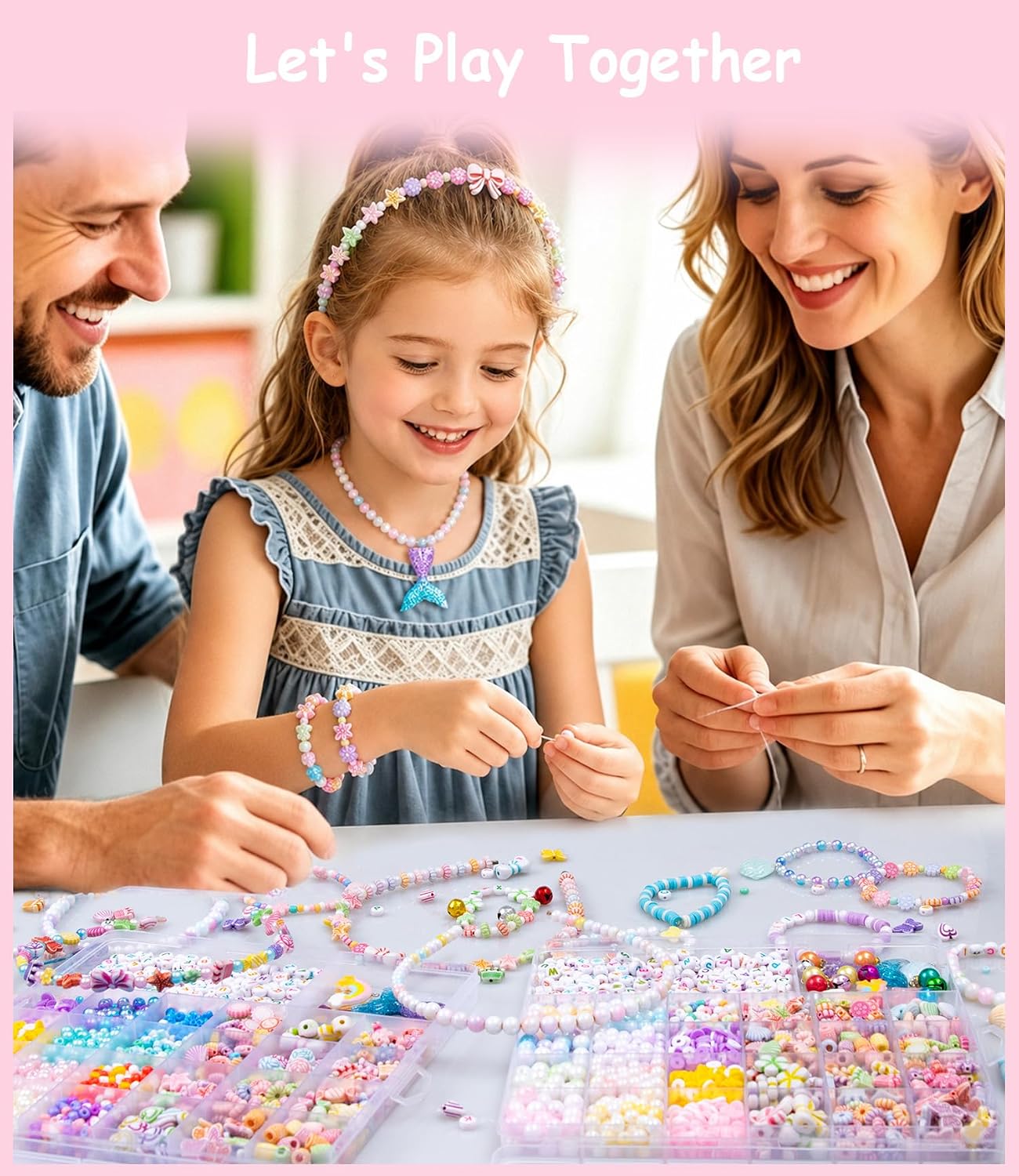 Detalle 1 de MiuCo Kids’ Jewellery-Making Kit, 2 Kits with 4,600+ Beads and Charms