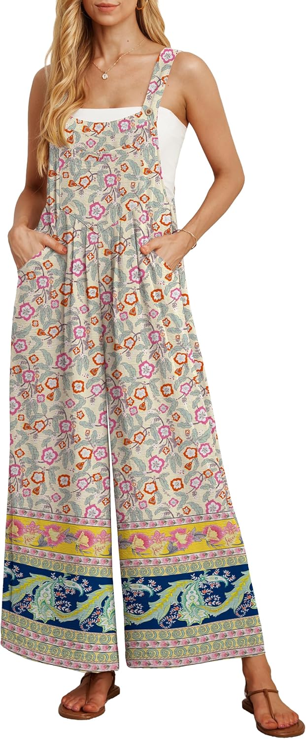 Thumbnail 6 de IWOLLENCE Women's Summer Jumpsuits Boho Wide Leg Overalls with Pockets