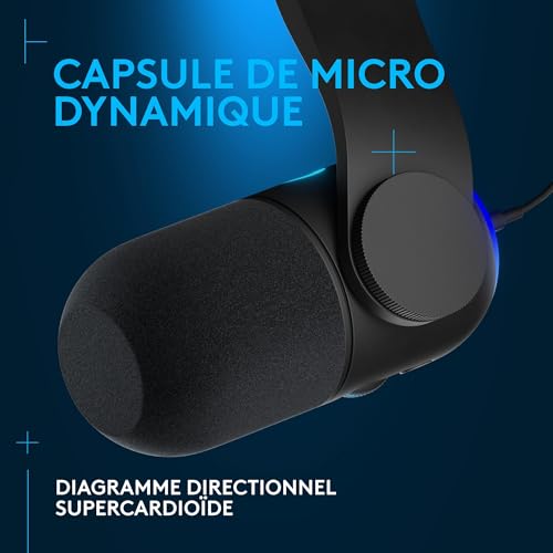 Detalle de Logitech G Yeticaster GX — Microphone USB dynamique avec bras articulé