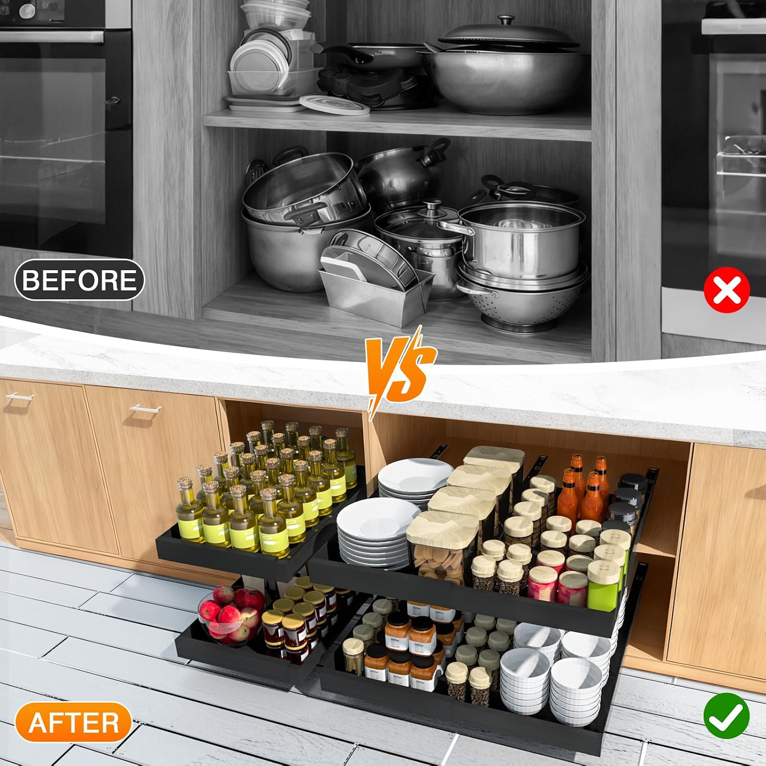Thumbnail 5 de fufeisi QSTDR010 2-Pack Pull-Out Cabinet Organizers, Expandable Width