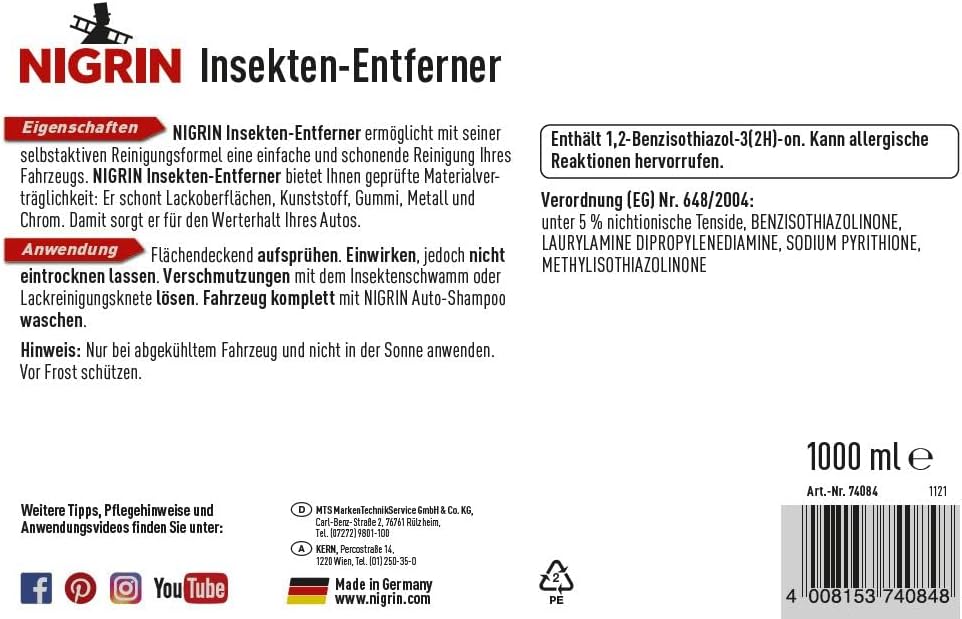 Thumbnail 4 de NIGRIN Insektenentferner, 1000 ml – selbstaktiver Reinigungsprozess ohne Druckwäsche