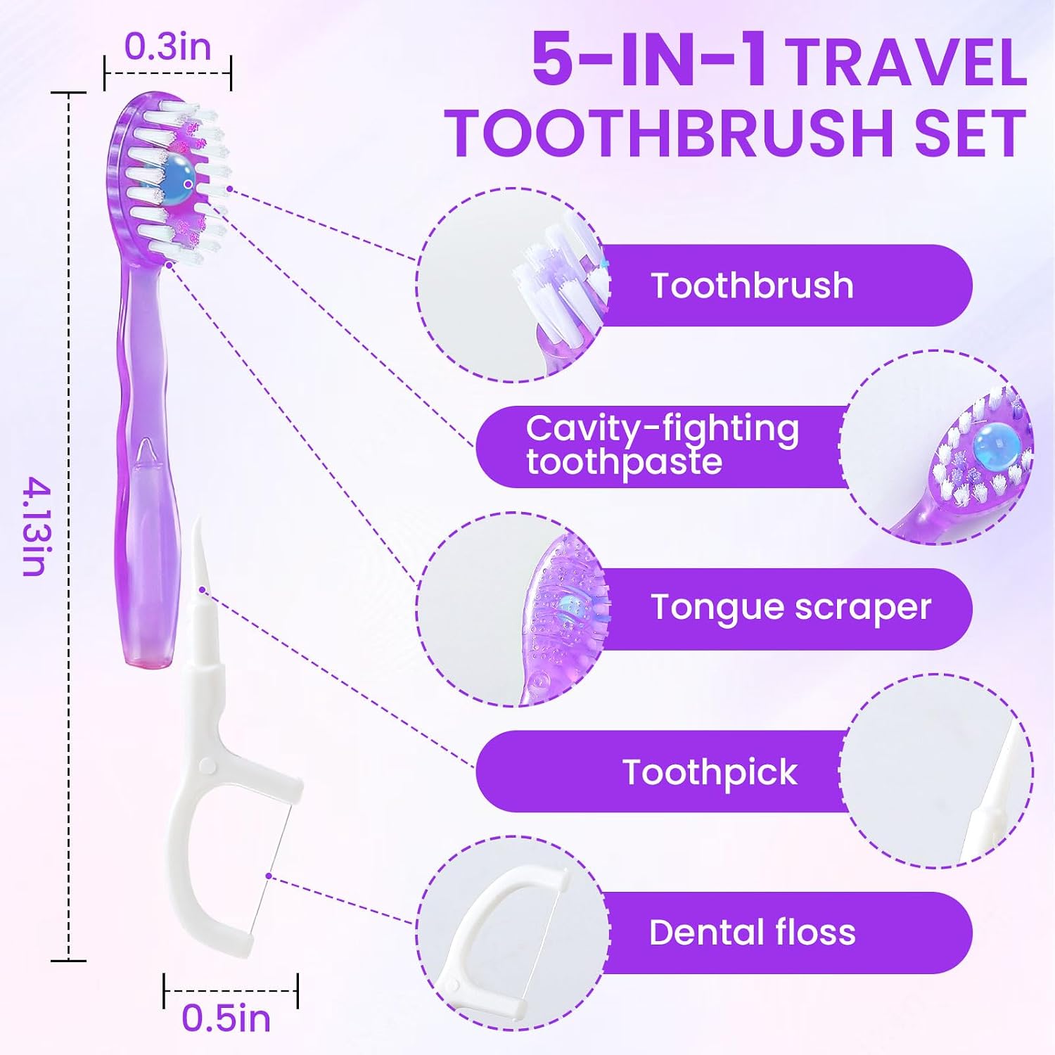 Thumbnail 1 de AstrivixDD 48-Pack 5-in-1 Mini Disposable Toothbrushes for Travel and Hotels