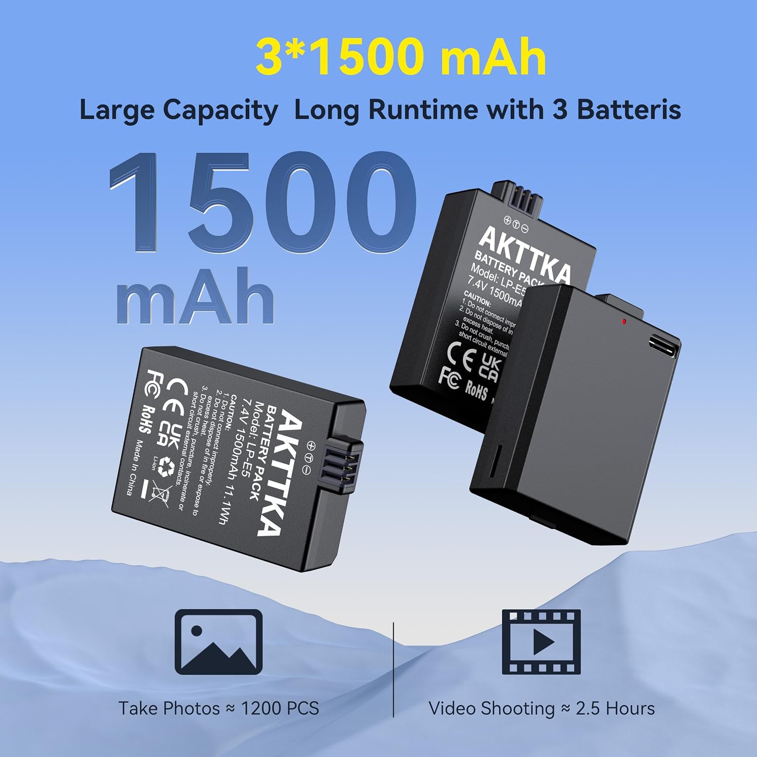 Detalle de AKTTKA LP-E5 1500mAh Akku