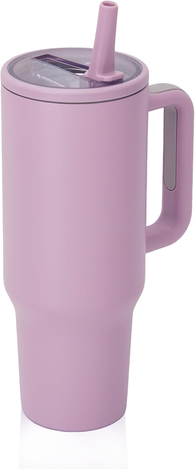 Detalle de Y·J&H 20oz Doppelwandiger Vakuum-Isolierter Autobecher aus Edelstahl – BPA-frei, mit 2 Strohhalmen & Deckeln