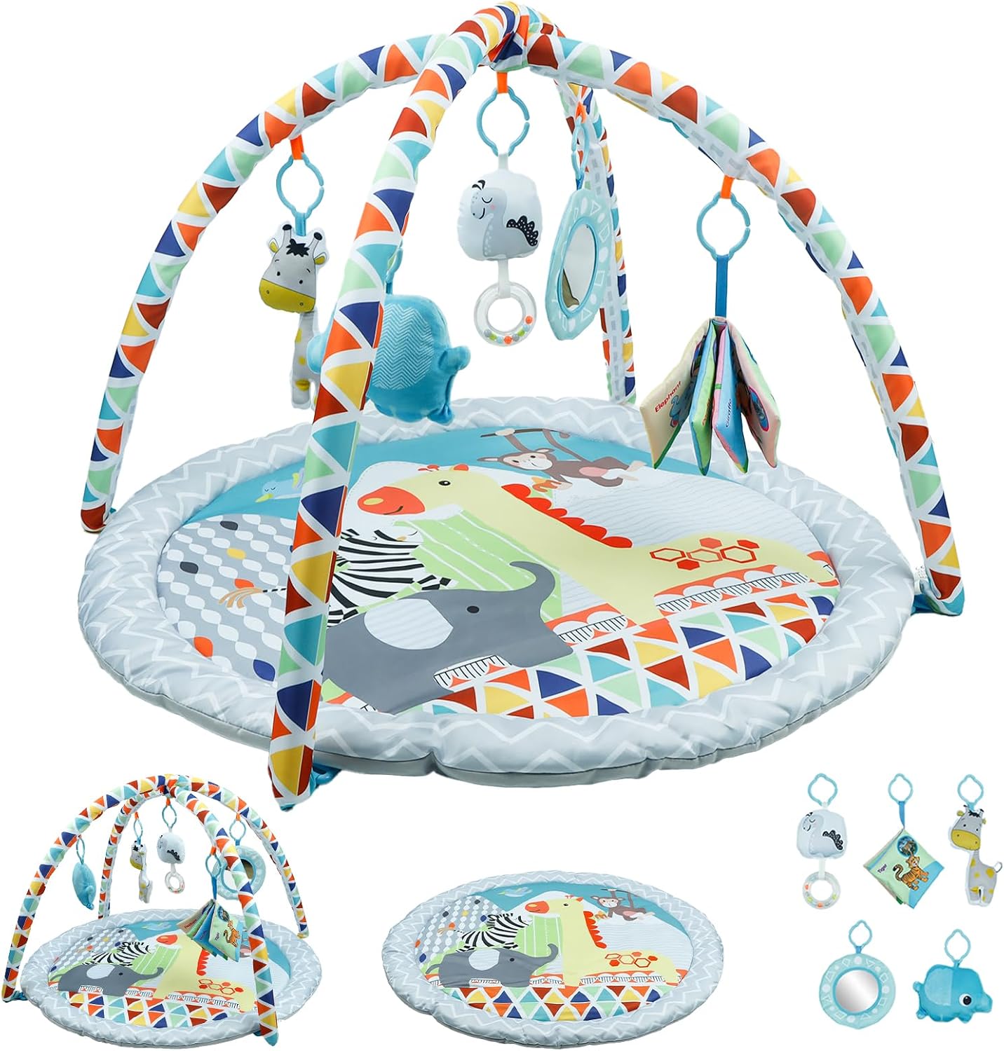 Detalle de Baby Play Mat & Gym for 0-18 Months: 5 Detachable Toys, Premium Fabrics