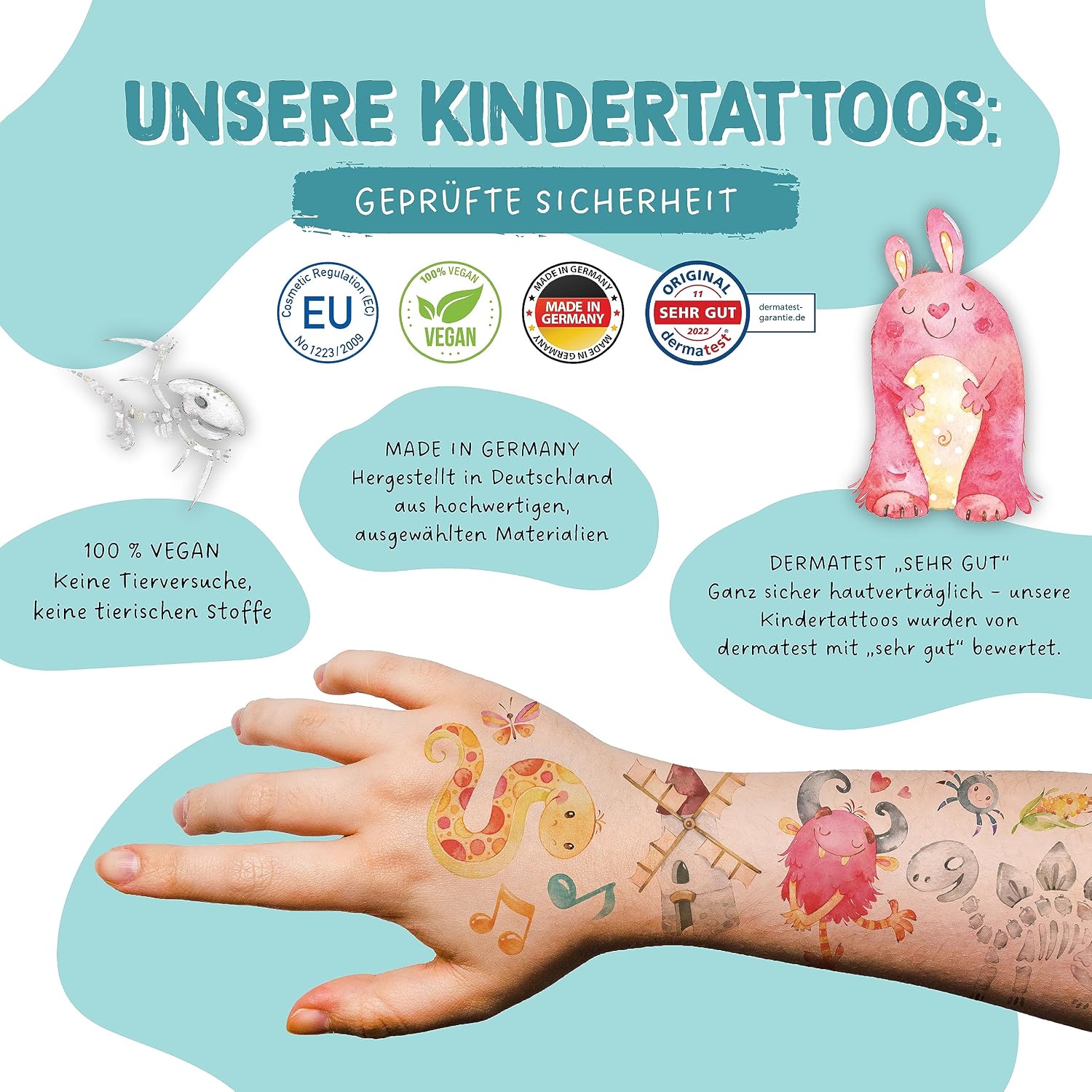 Detalle de Papierdrachen 100 besonders hautfreundliche Kindertattoos – Tattoos Roboter und Monster (Set 30)
