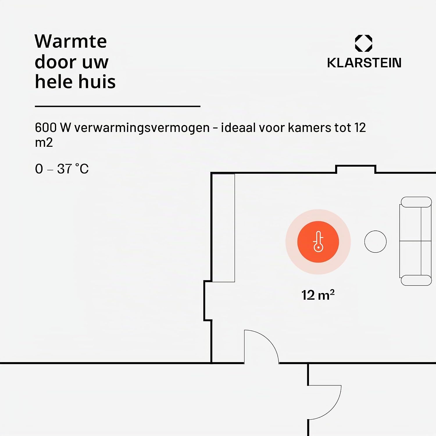 Detalle 2 de Klarstein infraroodverwarming 600 W met thermostaat en IP54