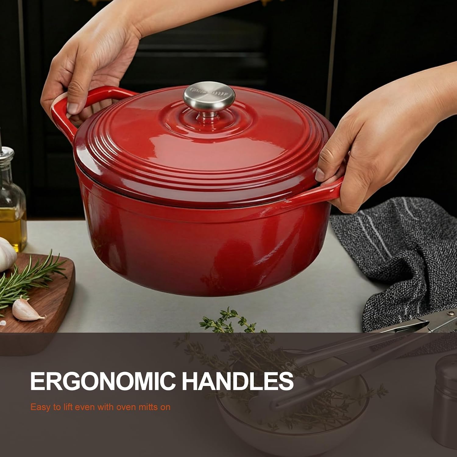 Thumbnail 2 de Overmont 5.5QT Enameled Cast Iron Dutch Oven 🍲