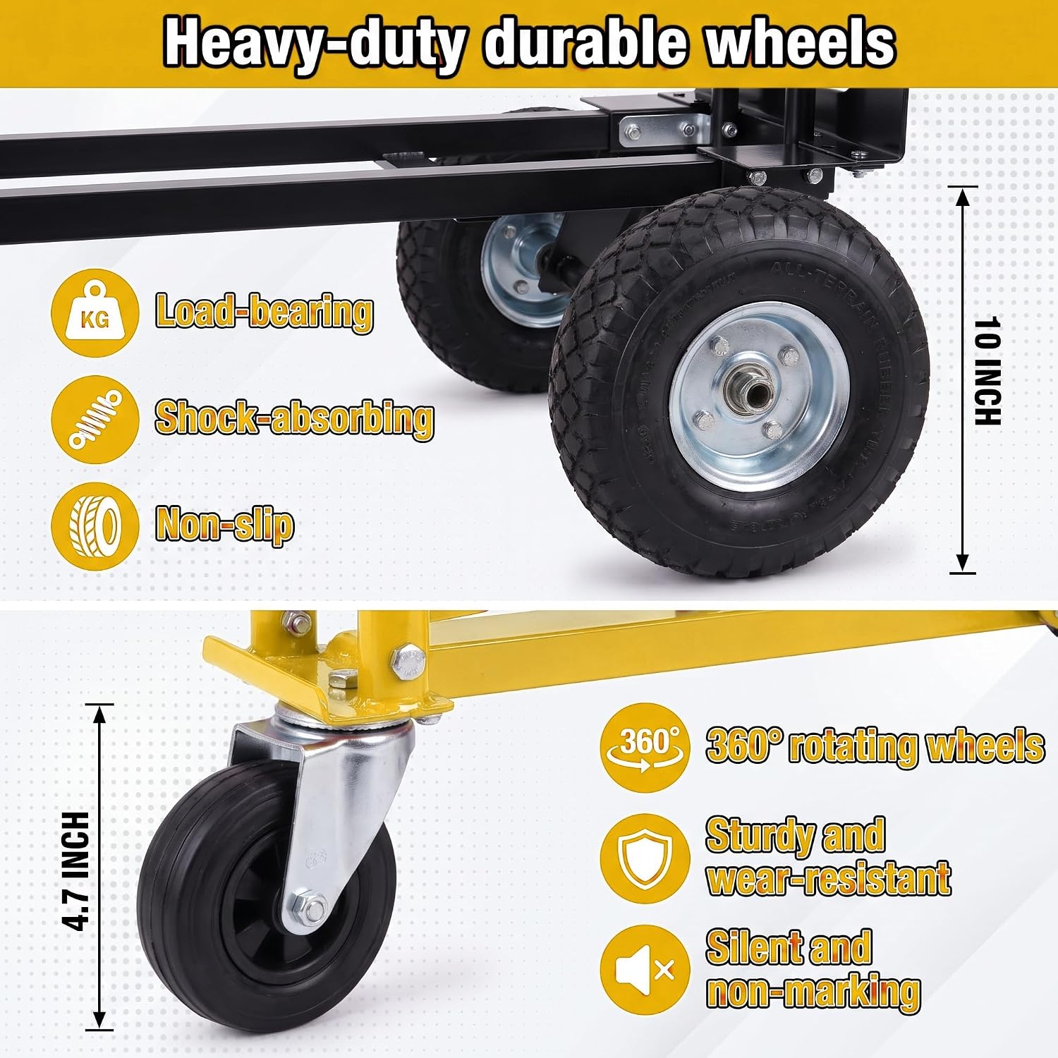 Thumbnail 6 de COOCHEER 4-in-1 Convertible Hand Truck Dolly, 1,000 lb Capacity, 10-Inch Tires