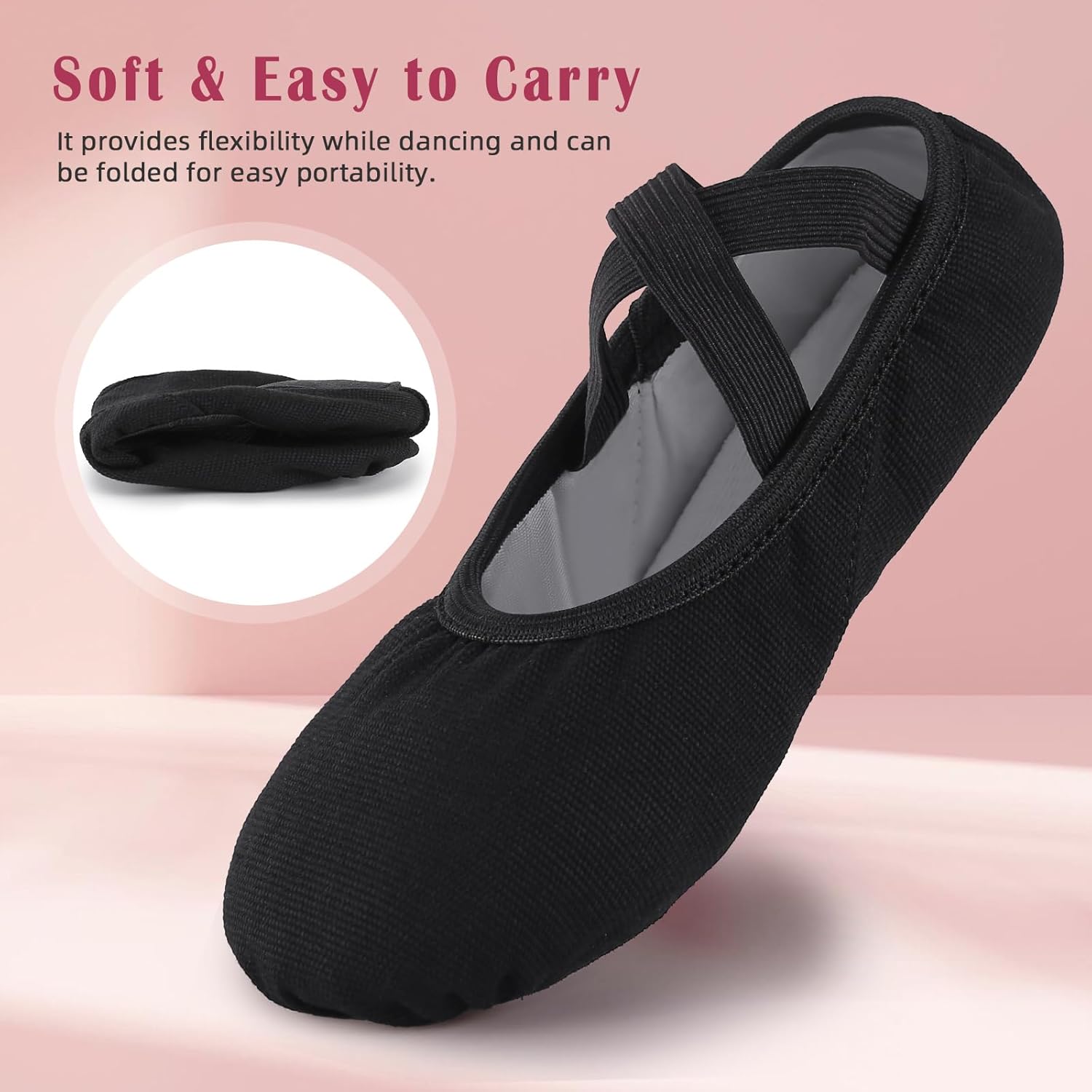 Thumbnail 3 de Acfoda Chaussures de Ballet pour Fille Toile Demi Pointe – Demi Pointe, Toile Respirante, Semelle Antidérapante (EU 22–43)