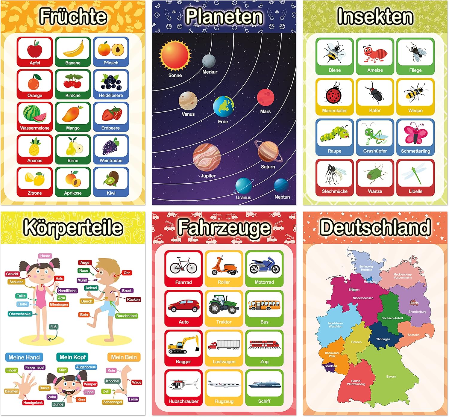 Thumbnail 5 de LIKARTO® 12 pädagogische Montessori Lernposter (A4) – extra dickes Papier, beidseitig laminiert