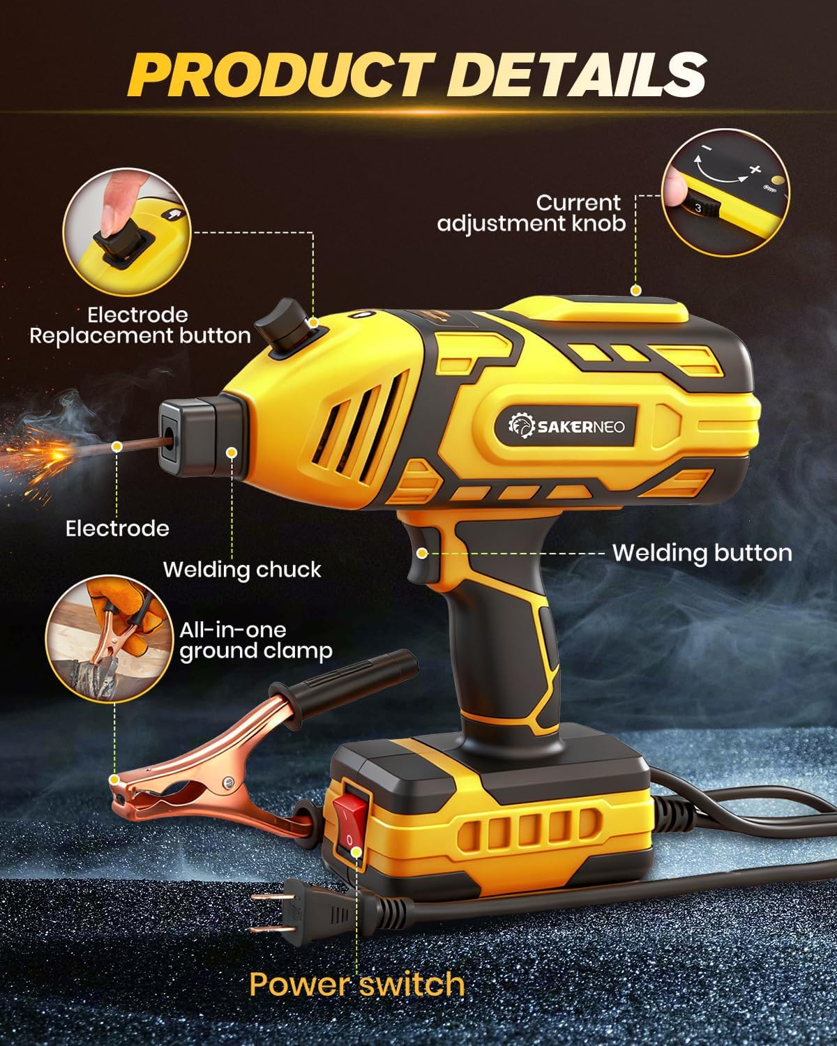 Thumbnail 6 de SakerNeo Compact Handheld Welding Machine 220V IGBT Inverter (20–120A) for Stick Electrodes