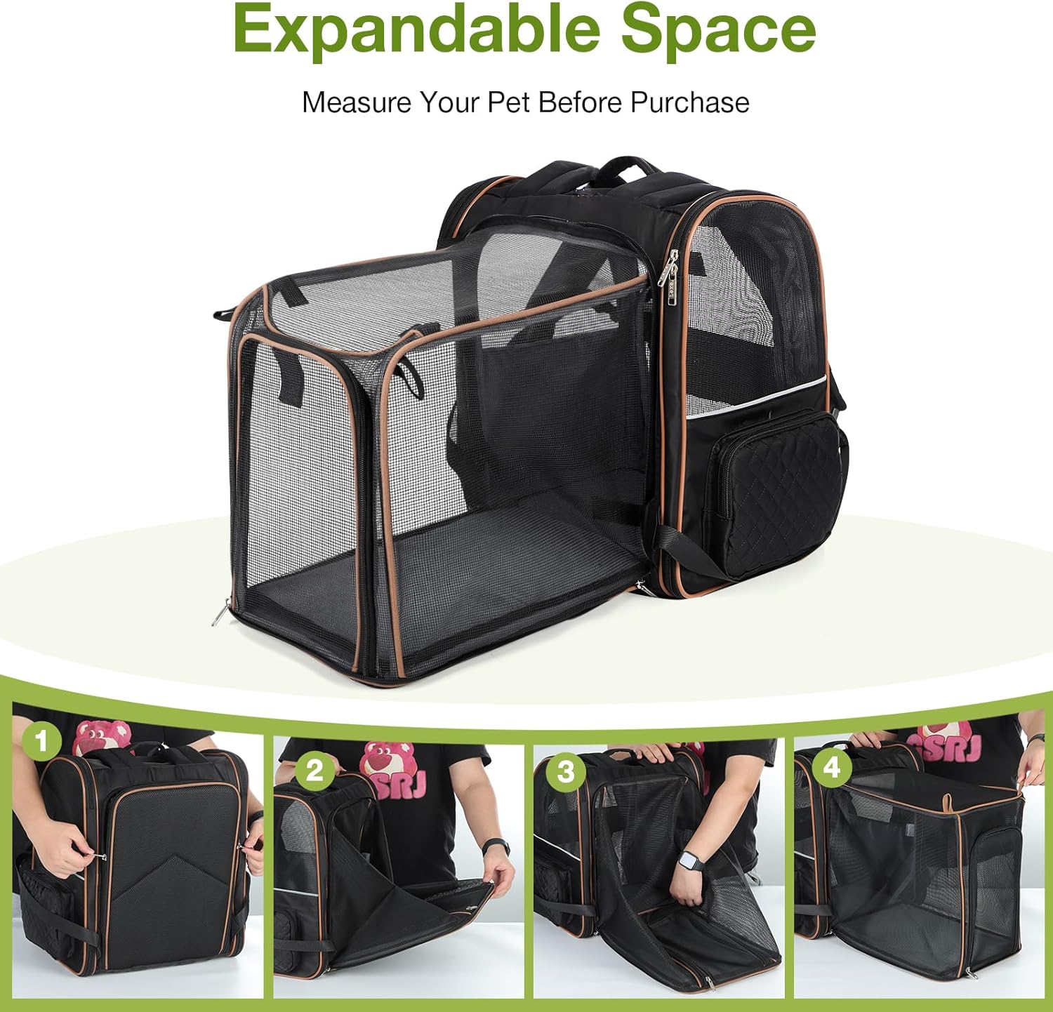 Thumbnail 3 de Cat carrier backpack expandable, up to 25 lbs