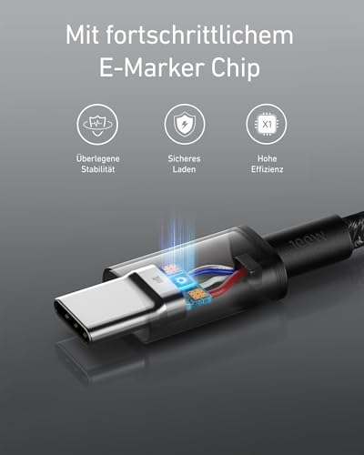 Detalle de Anker 100W USB-C Kabel PD 3.0 Schnellladen 1,8 m – Schwarz