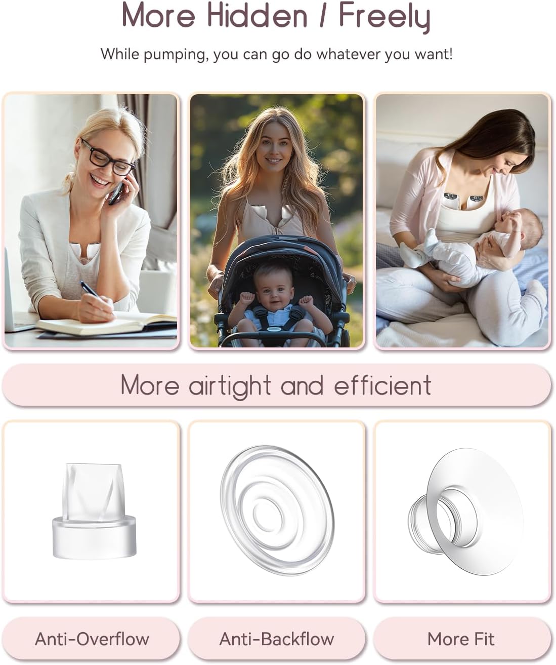 Thumbnail 5 de KISSBOBO ABP-1508PRO Hands Free Electric Breast Pump (Pink)