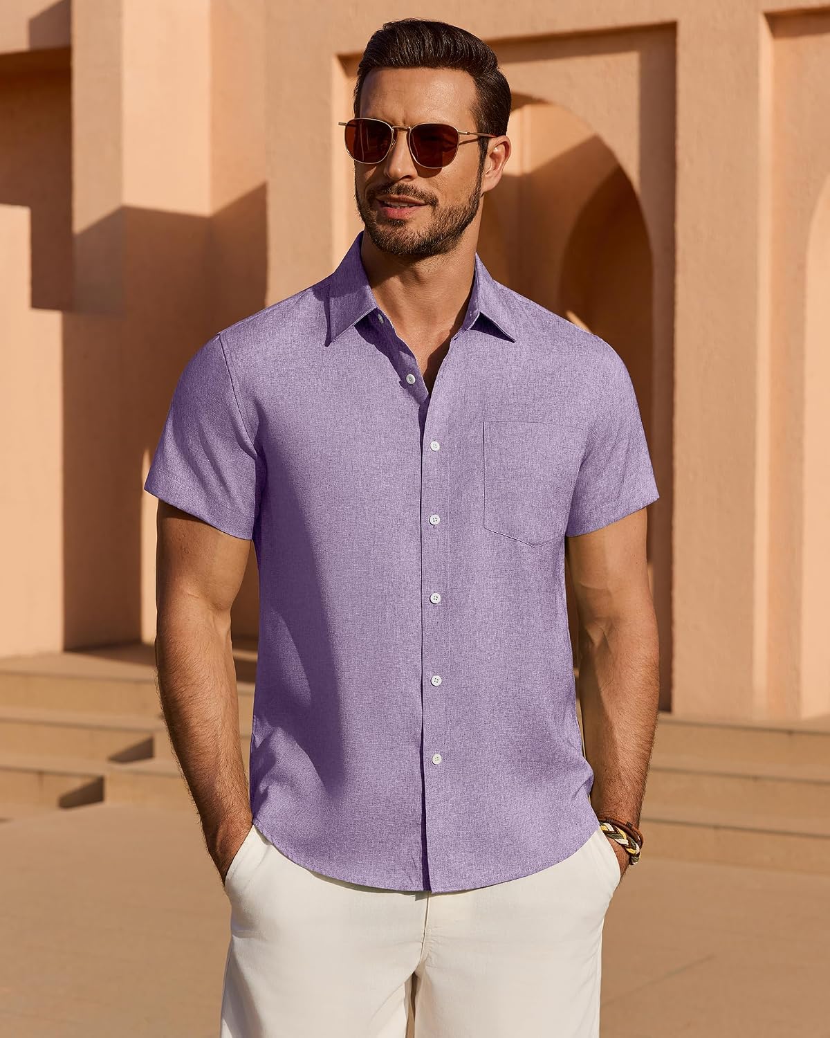 Detalle de ROUWELL Men's Linen-Blend Shirt